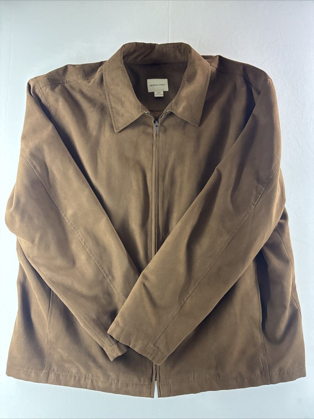 Pronto Uomo Mens Brown Mock Neck Zip Front Jacket Co Full Zip 100% Polyester 2XL